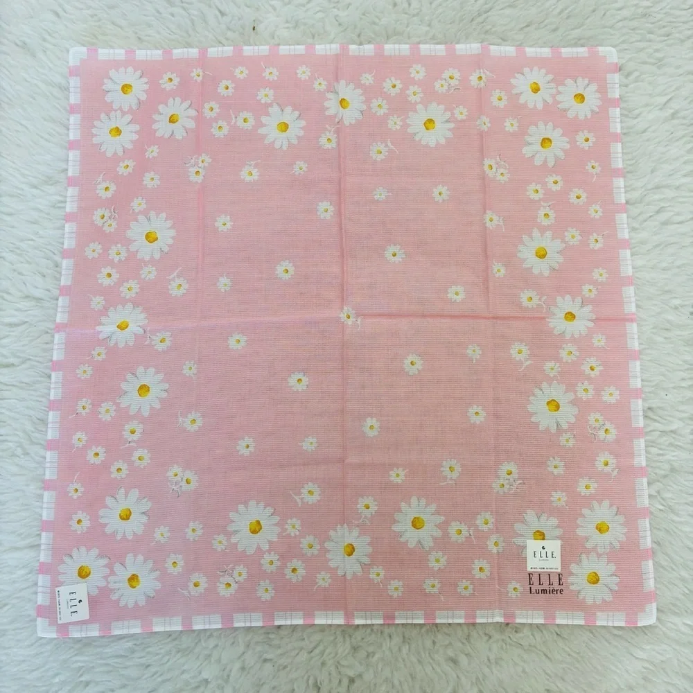 Elle Pink Floral Handkerchief/Bandana  scarf size 17.5”